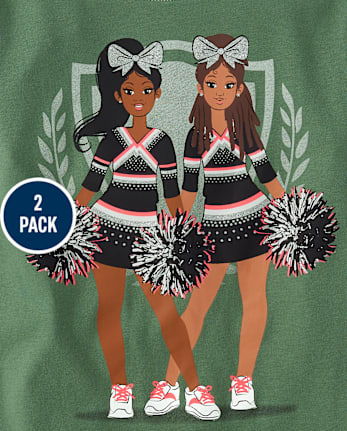 Camiseta con gráfico escolar para niñas, paquete de 2