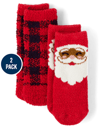 Baby And Toddler Matching Family Santa Cozy Socks 2-Pack