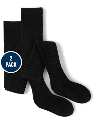 Girls Cable Knit Tights 2-Pack