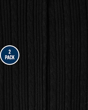 Girls Cable Knit Tights 2-Pack