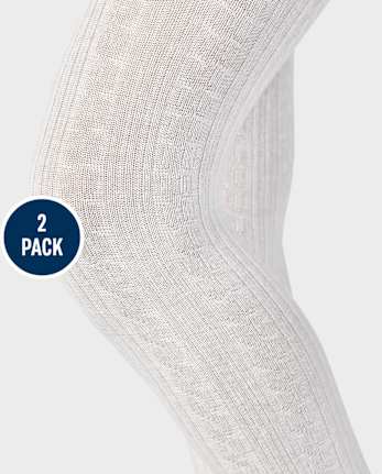 Girls Cable Knit Tights 2-Pack