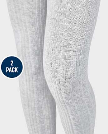 Girls Cable Knit Tights 2-Pack