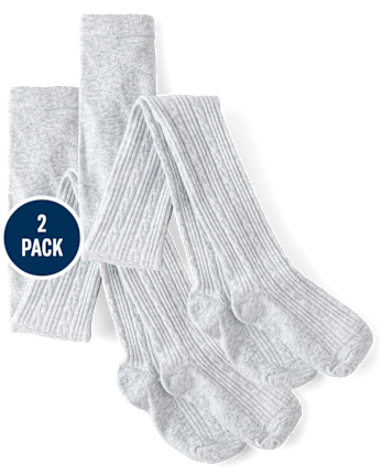 Girls Cable Knit Tights 2-Pack