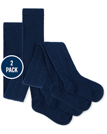 Girls Cable Knit Tights 2-Pack