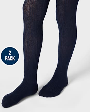 Girls Cable Knit Tights 2-Pack