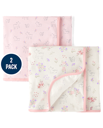 Bebé niña Floral Deer Swaddle Blanket 2-Pack