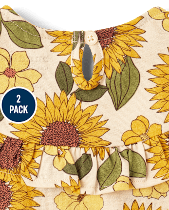 Baby Girls Sunflower Bodysuit Dress 2-Pack