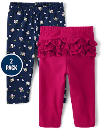 Bebé niña Leggings Volantes Florales Pack 2