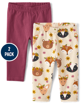 Baby Girls Animal Leggings 2-Pack