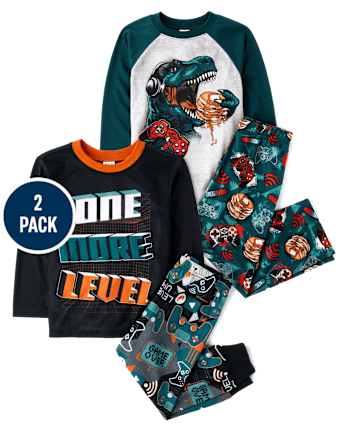 Boys Long Sleeve Gamer Dino Pajamas 2 Pack BLUE The Children s Place