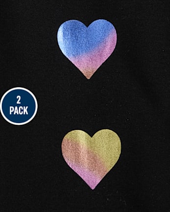 Girls Foil Heart Fleece Lined Leggings 2-Pack