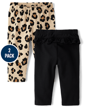 Baby Girls Leopard Ruffle Leggings 2-Pack