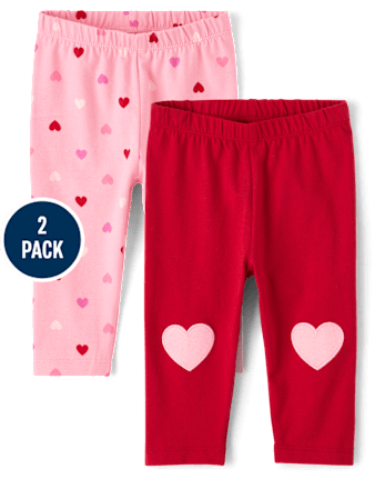 Lot de 2 leggings à motif cœur pour bébé fille