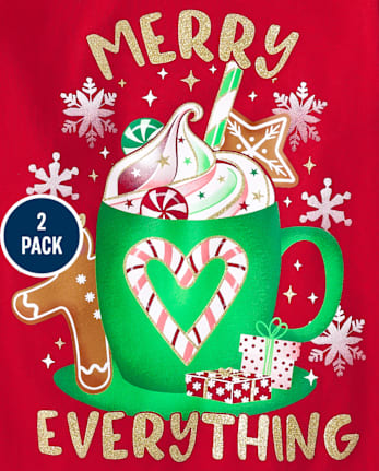 Girls Christmas Graphic Tee 2-Pack - MULTI CLR
