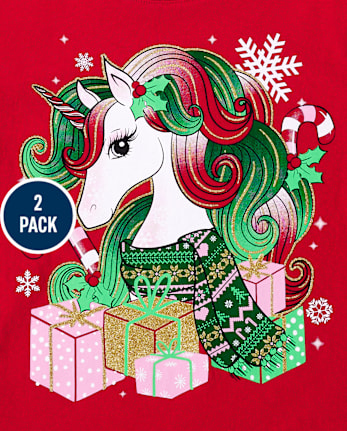 Girls Christmas Graphic Tee 2-Pack - MULTI CLR