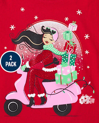Girls Christmas Graphic Tee 2-Pack - MULTI CLR