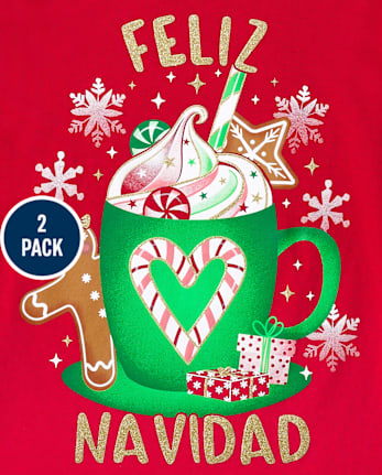 Girls Christmas Graphic Tee 2-Pack
