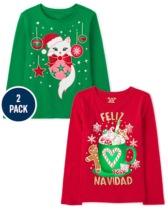 Girls Christmas Graphic Tee 2-Pack