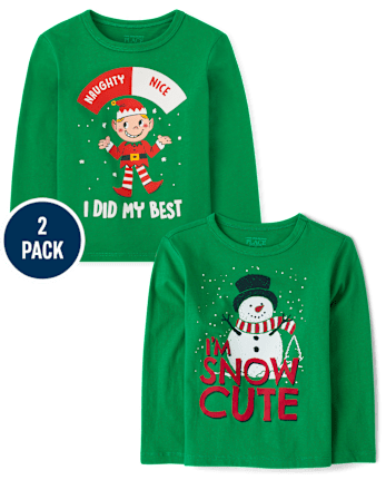 Baby And Toddler Boys Christmas Graphic Tee 2-Pack - MULTI CLR