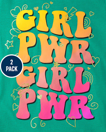 Girls Cat Positive Graphic Tee 2-Pack