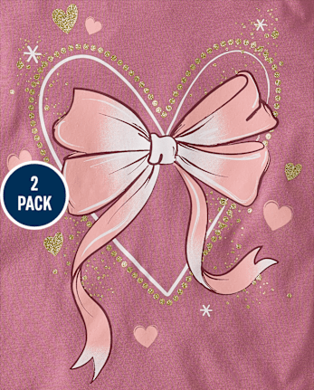 Girls Bow Butterfly Graphic Tee 2-Pack