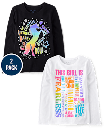 Girls Positivity Graphic Tee 2-Pack