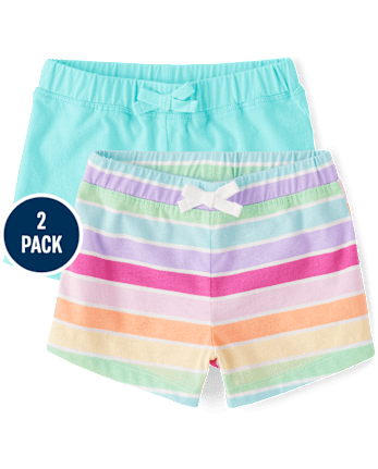 Toddler Girls Rainbow Striped Shorts 2-Pack