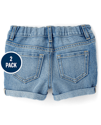 Toddler Girls Roll Cuff Denim Shortie Shorts 2-Pack