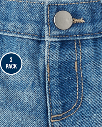 Toddler Girls Roll Cuff Midi Jean Shorts 2-Pack