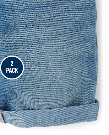Toddler Girls Roll Cuff Midi Jean Shorts 2-Pack