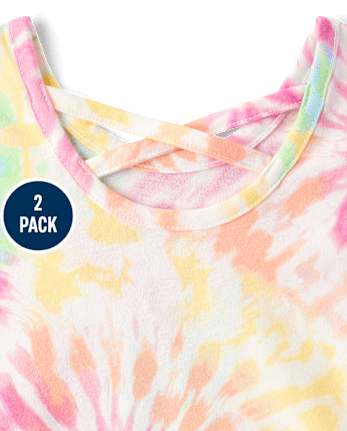 Toddler Girls Print Cross Back Top 2-Pack