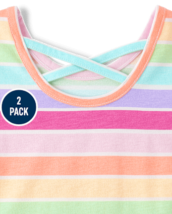 Toddler Girls Print Cross Back Top 2-Pack