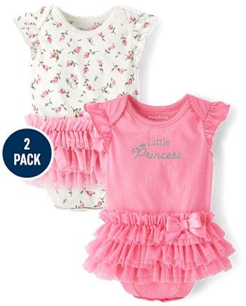 Baby Girls Little Princess Tutu Bodysuit 2-Pack