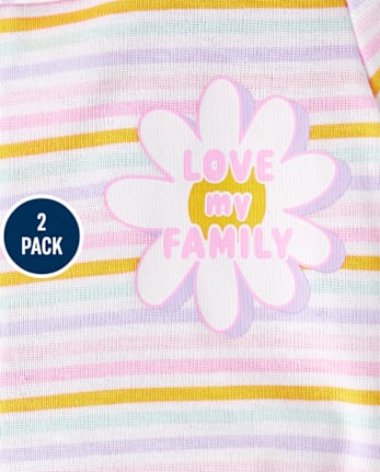Baby And Toddler Girls Rainbow Floral Snug Fit Cotton Footed One Piece Pajamas 2-Pack