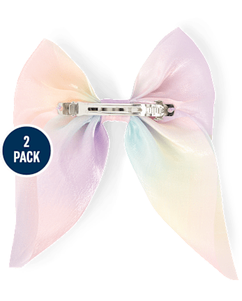 Girls Rainbow Bow Hair Clip 2-Pack