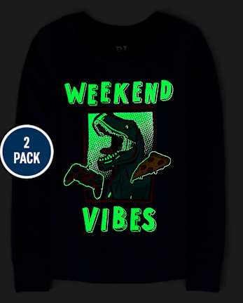 Boys Dino Ninja Snug Fit Cotton Pajamas 2-Pack