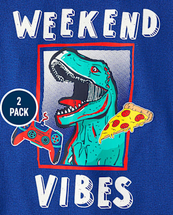 Boys Dino Ninja Snug Fit Cotton Pajamas 2-Pack