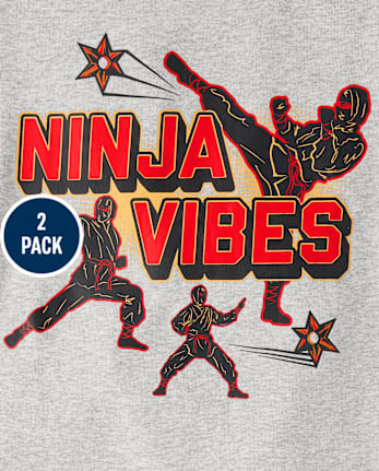 Boys Dino Ninja Snug Fit Cotton Pajamas 2-Pack