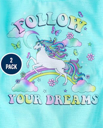 Girls Butterfly Unicorn Pajamas 2-Pack