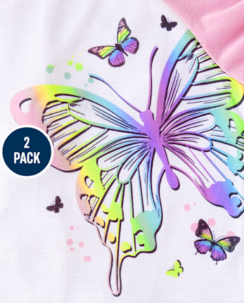 Girls Butterfly Unicorn Pajamas 2-Pack