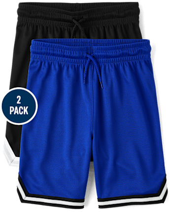 Boys Striped Hem Mesh Basketball Shorts 2-Pack