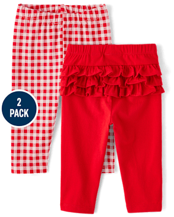 Baby Girls Gingham Ruffle Leggings 2-Pack