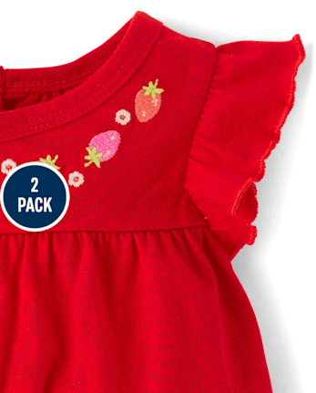 Baby Girls Strawberry Romper 2-Pack