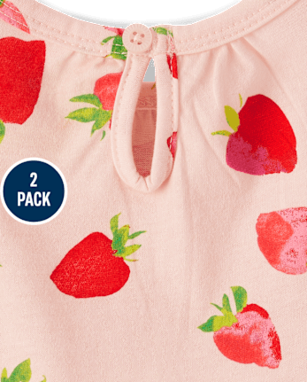 Baby Girls Strawberry Romper 2-Pack