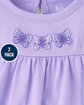 Baby Girls Butterfly Jumpsuit 2-Pack