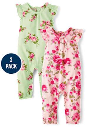 Baby Girls Floral Jumpsuit 2-Pack