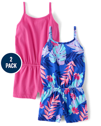 Toddler Girls Tropical Leaf Romper 2-Pack
