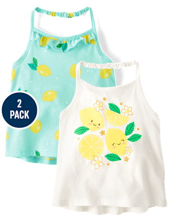 Toddler Girls Graphic Halter Tank Top 2-Pack