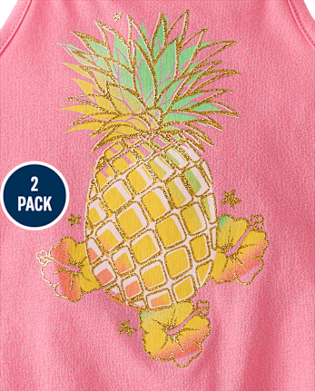 Toddler Girls Graphic Halter Tank Top 2-Pack