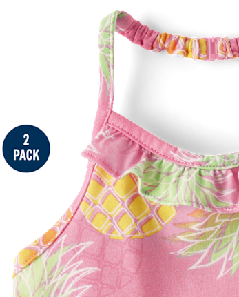 Toddler Girls Graphic Halter Tank Top 2-Pack